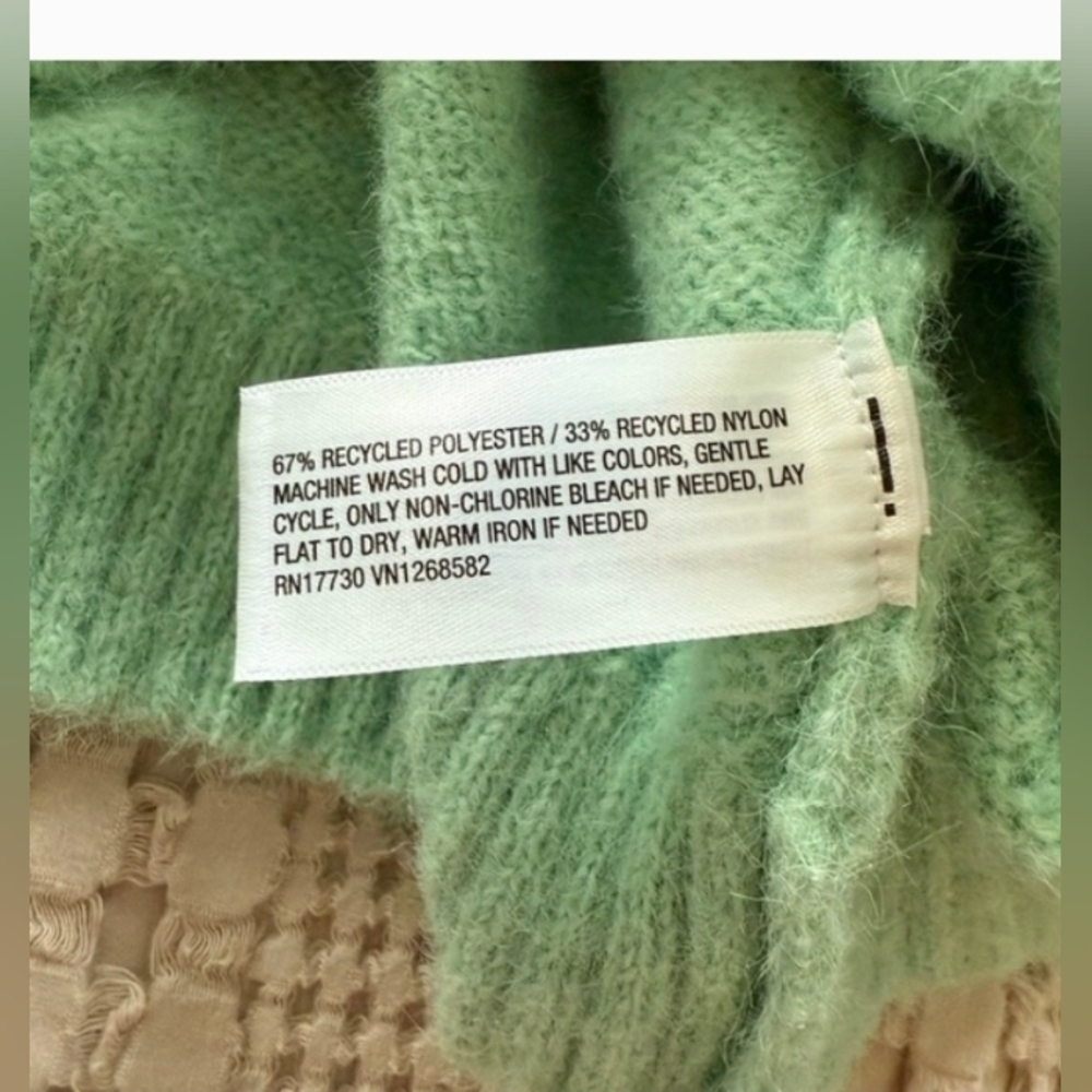Wild Fable Women's One Shoulder Tie Cable Pullover Sweater Mint Green - Picture 3 of 7